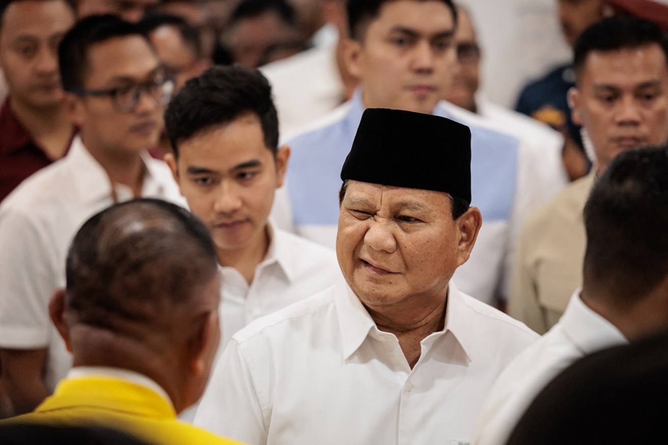 Indonesia's President-elect Prabowo Subianto winks after the plenary meeting of the General Elections Commission (KPU) in Jakarta on Wednesday. 