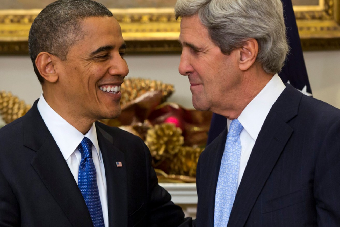 US Secretary of State John Kerry (R) says Barack Obama didn't order all NSA surveillance abroad.