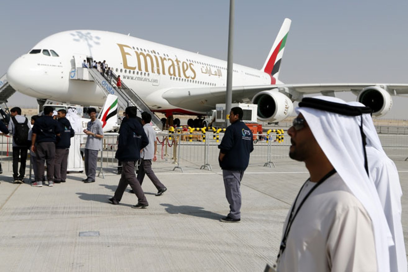 The snake was found on a plane operated by the Emirates airline. 