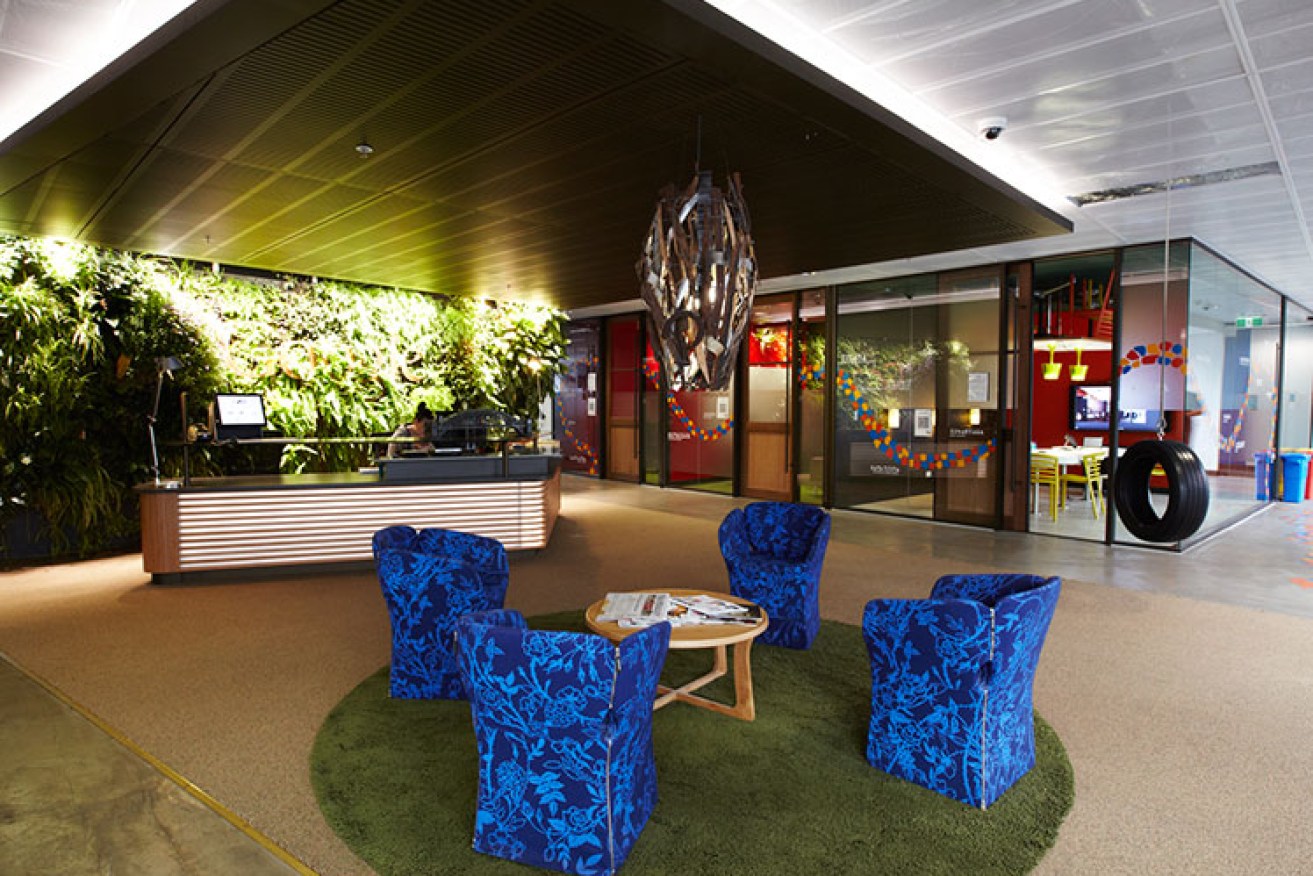 Tyre swing anyone? The reception at Google in Sydney. Source: Supplied.