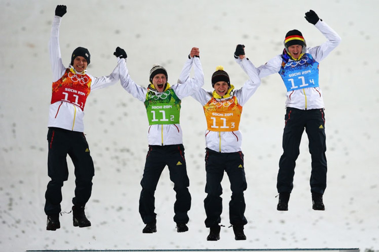The German ski jumping team. Picture: Getty