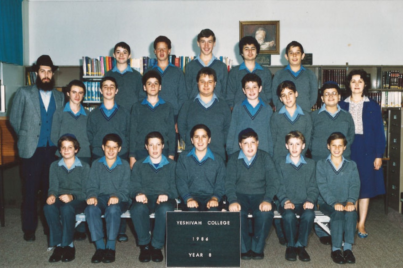 John Safran's class photo. (He's bottom row, second from right.) Source: Supplied.