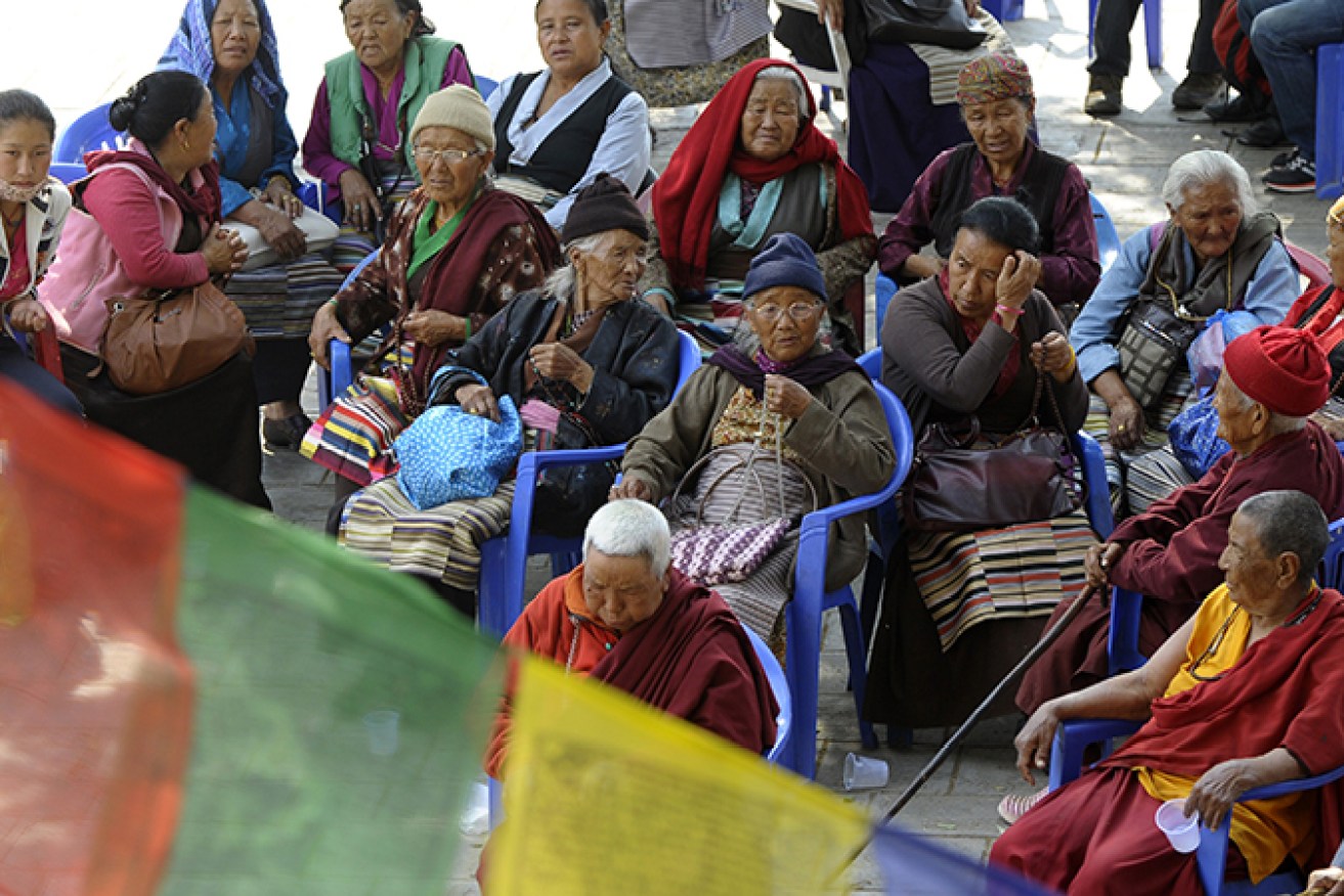 Relatives of Mount Everest avalanche victims wait for the mortal remains of their loved ones. Picture: Getty