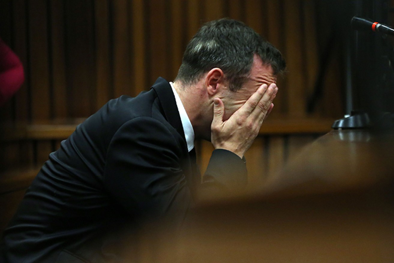 Pistorius had his head in his hands in court.