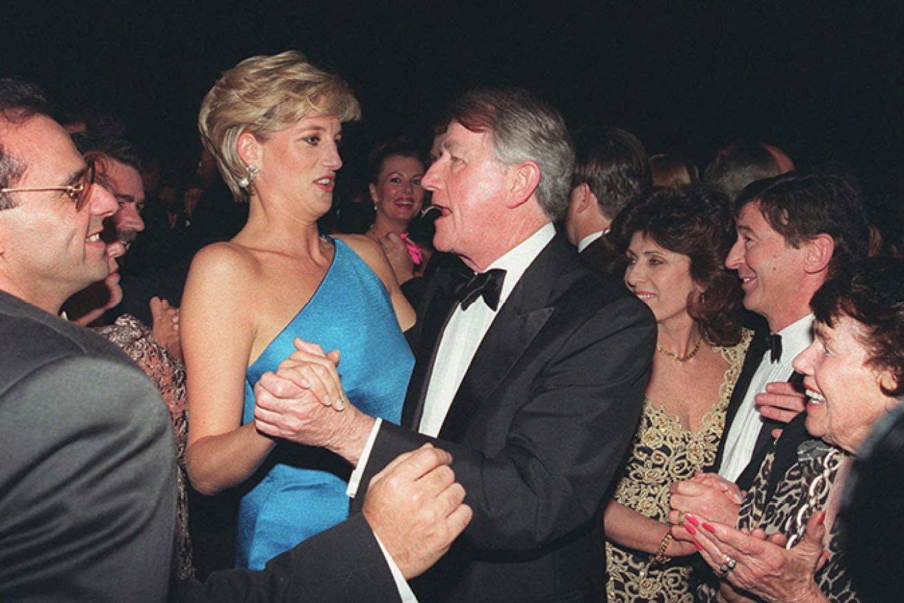 Wran dancing with Princess Di at the Victor Chang Cardiac Research Institute dinner. 