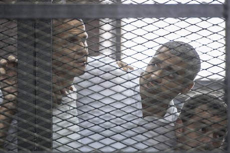 Greste raises fists after Egypt jail sentence