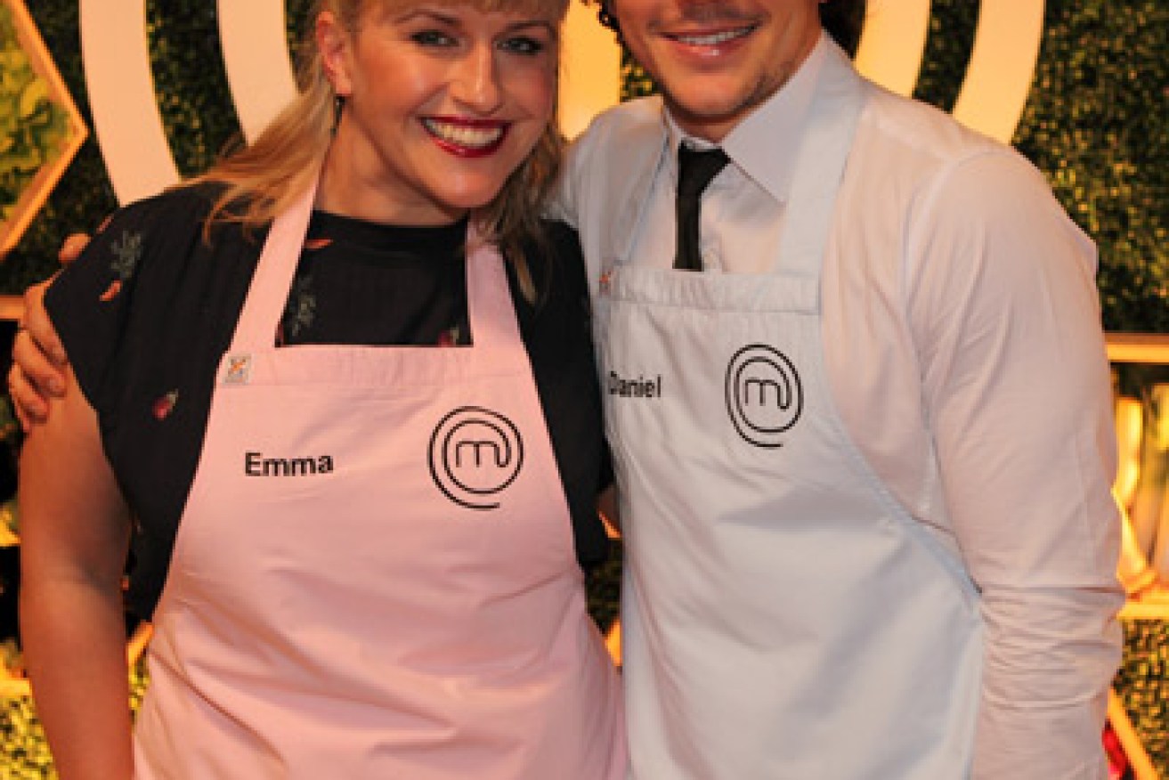 2013 winner Emma Dean and fellow contestant Daniel Churchill at the season five launch. Photo: AAP