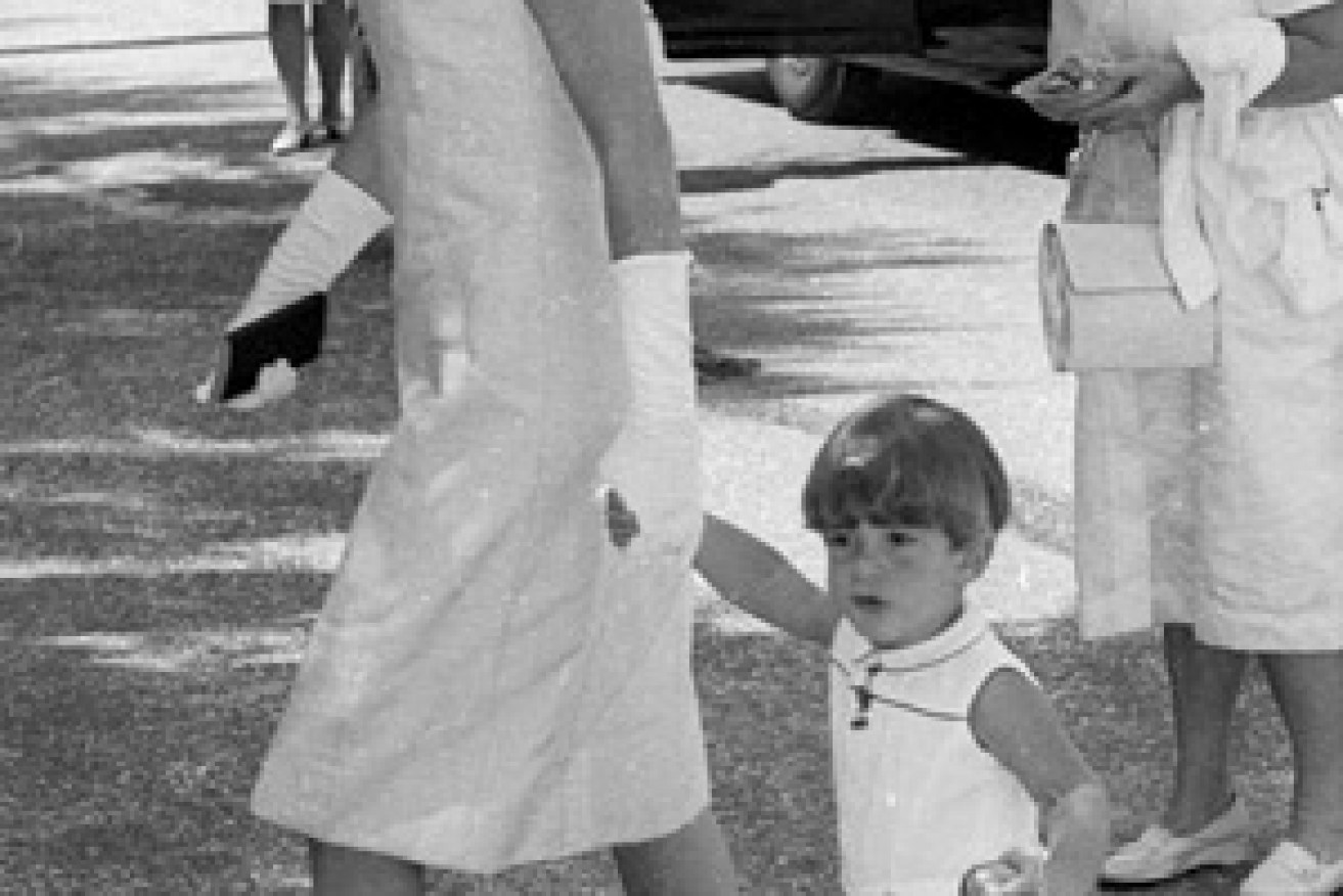 Jackie Kennedy on her way to Sunday mass in 1963, with son, John F. Kennedy Jnr. Photo: AAP
