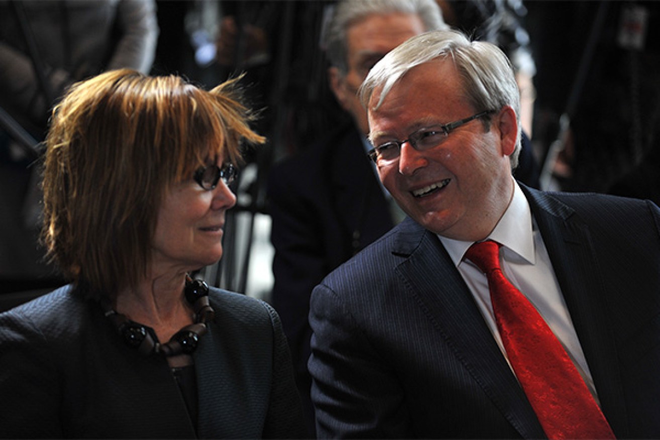 Author Jenny Hocking and former Prime Minister Kevin Rudd at the Gough Whitlam: his Time launch in 2012. Photo: AAP