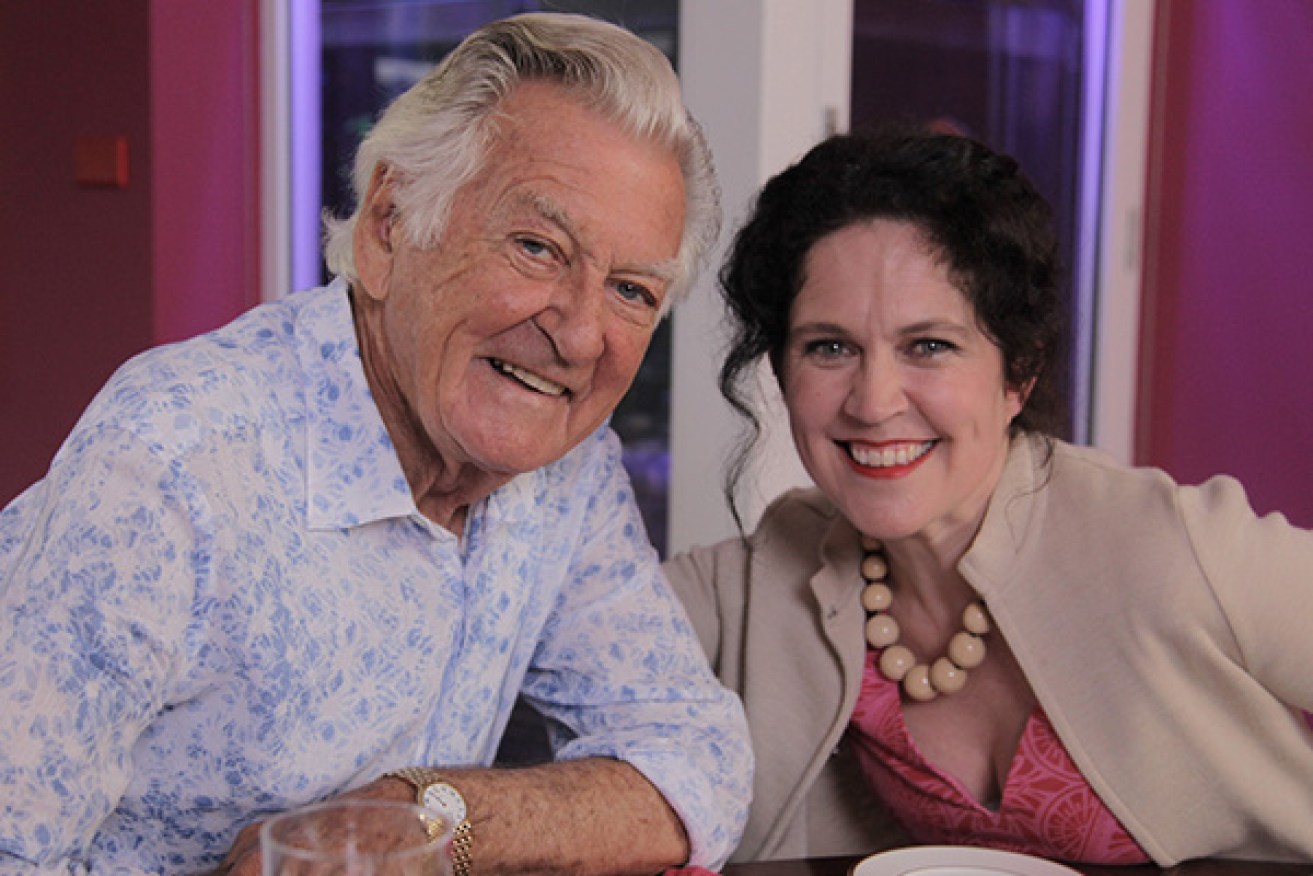 Full of food and life: Bob Hawke and Annabelle Crabb share a table. Photo: ABC