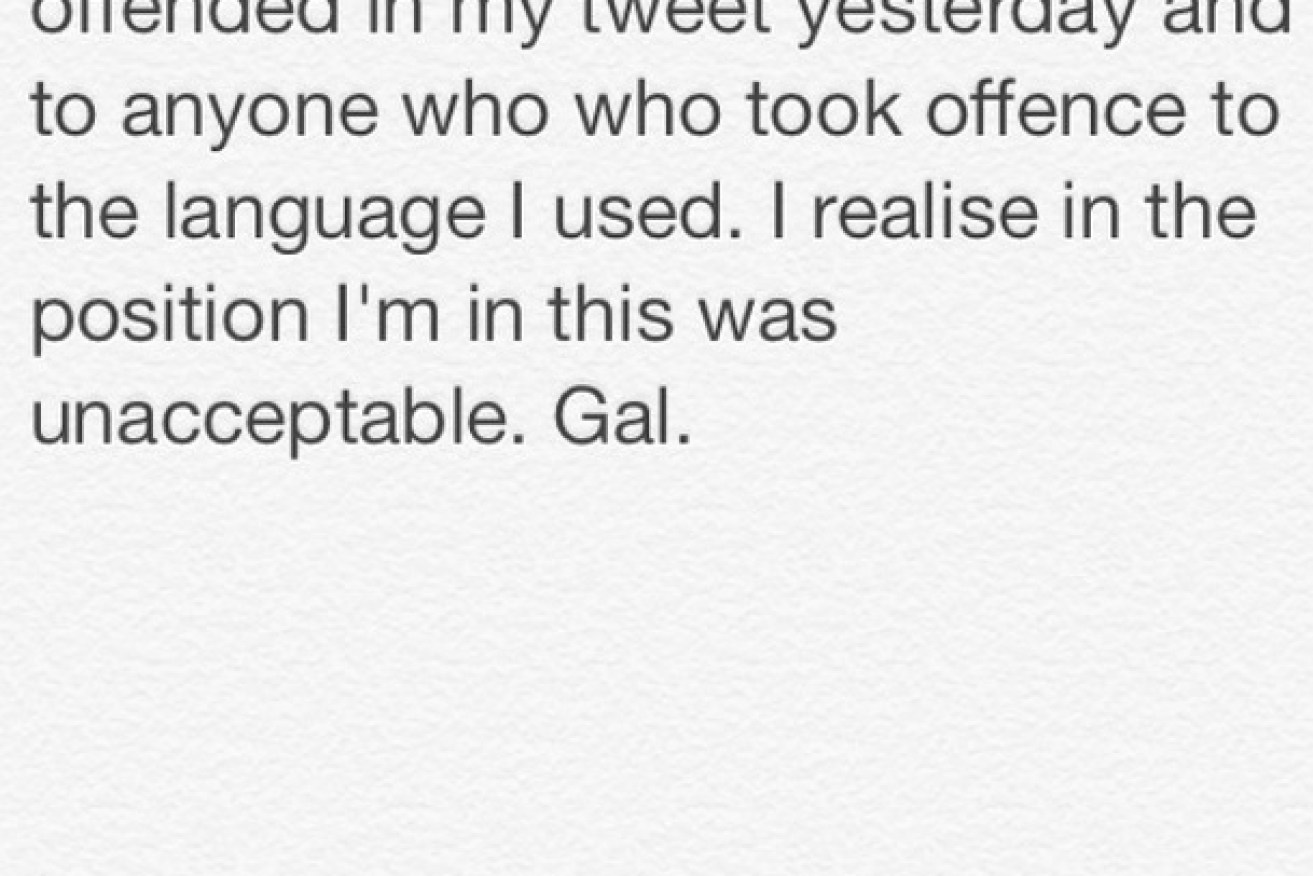 Gallen posted his apology on Instagram.