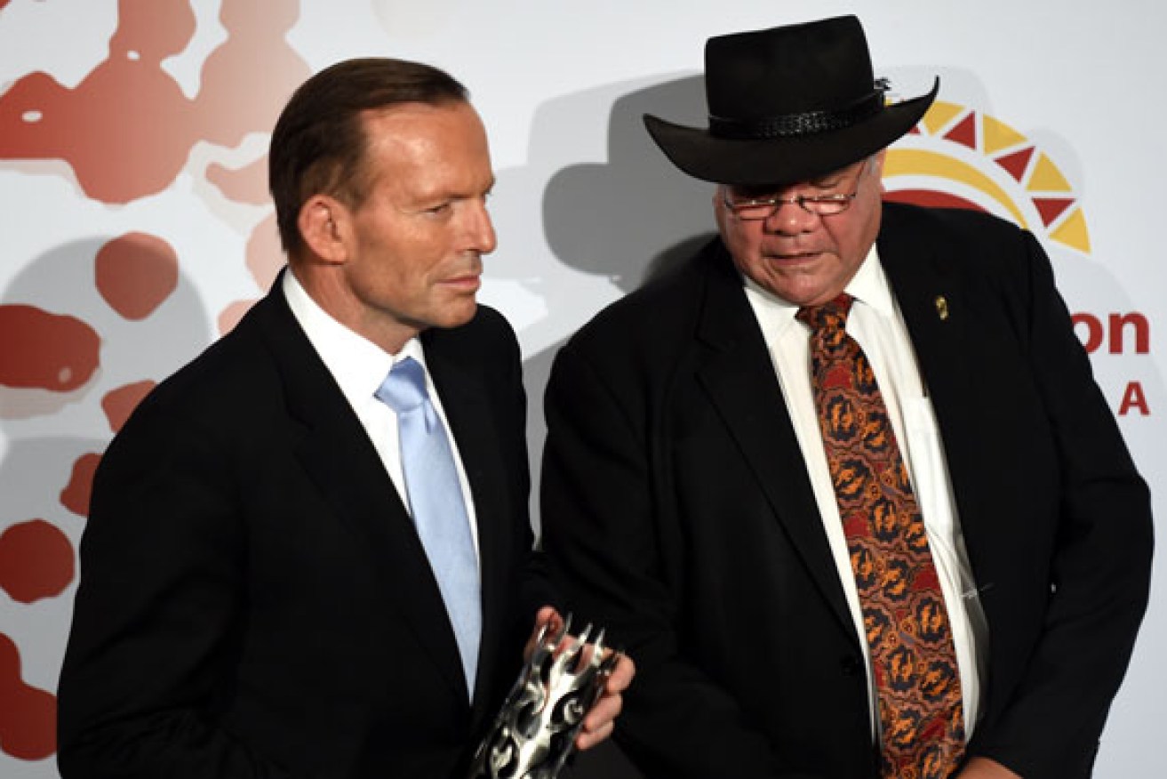 Mick Dodson (L) pictured with former Prime Minister Tony Abbott.