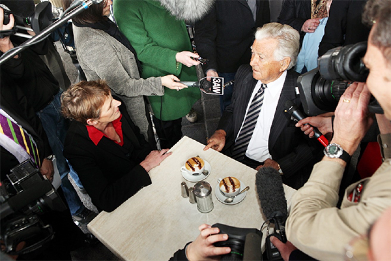 Hawke holding court. That's me in the green. Photo: AAP