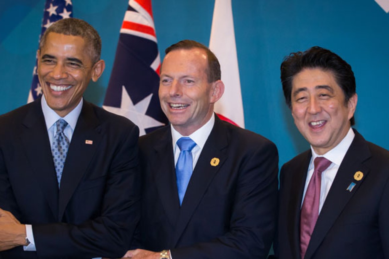 Barack Obama, Tony Abbott and Shinzo Abe at 2014's G20 summit.