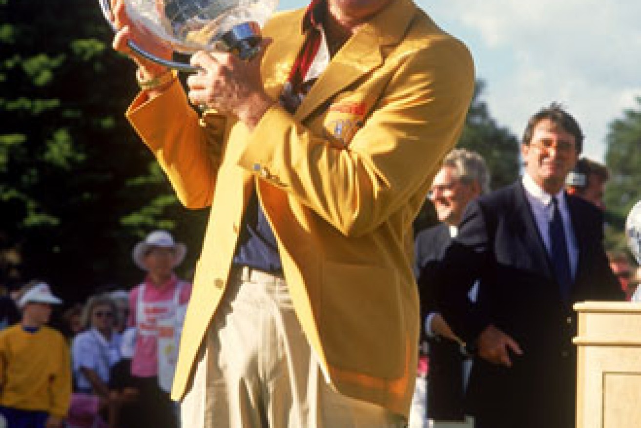 Back in the day: Greg Norman after winning the 1991 Masters. Photo: Getty