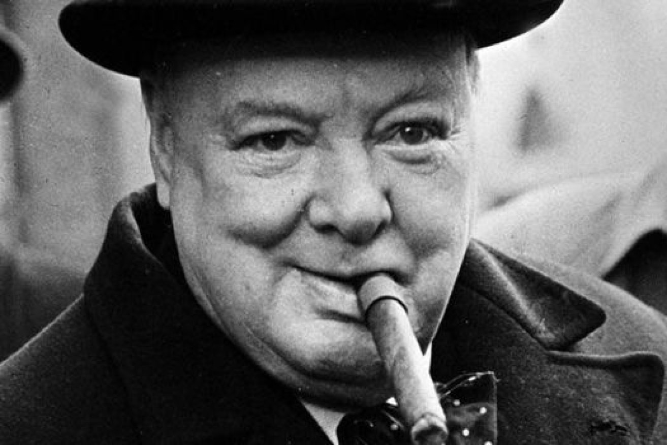 Winston Churchill with his favourite trademark smoke.