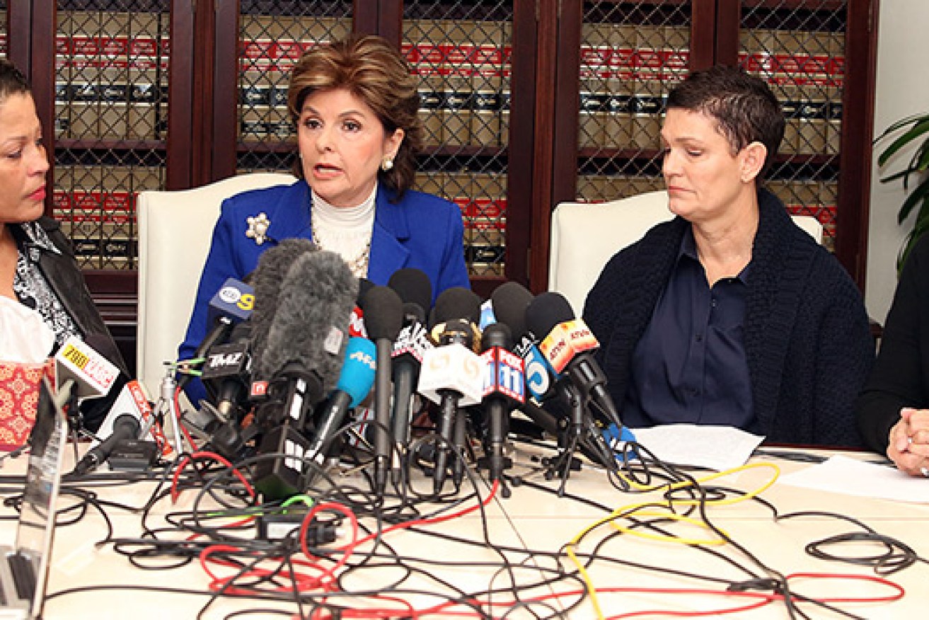 Attorney Gloria Allred (2nd from L) speaks during a press conference with alleged victims of Bill Cosby; Chelan, Beth Ferrie and Helen Hayes, on December 3, 2014 in Los Angeles, California. Photo: Getty