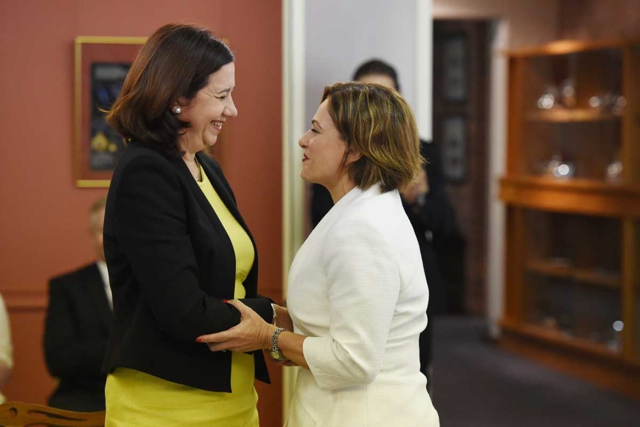 Annastacia Palaszczuk with Jackie Trad before the deputy premier's career hit the rocks in a fog of scandal.