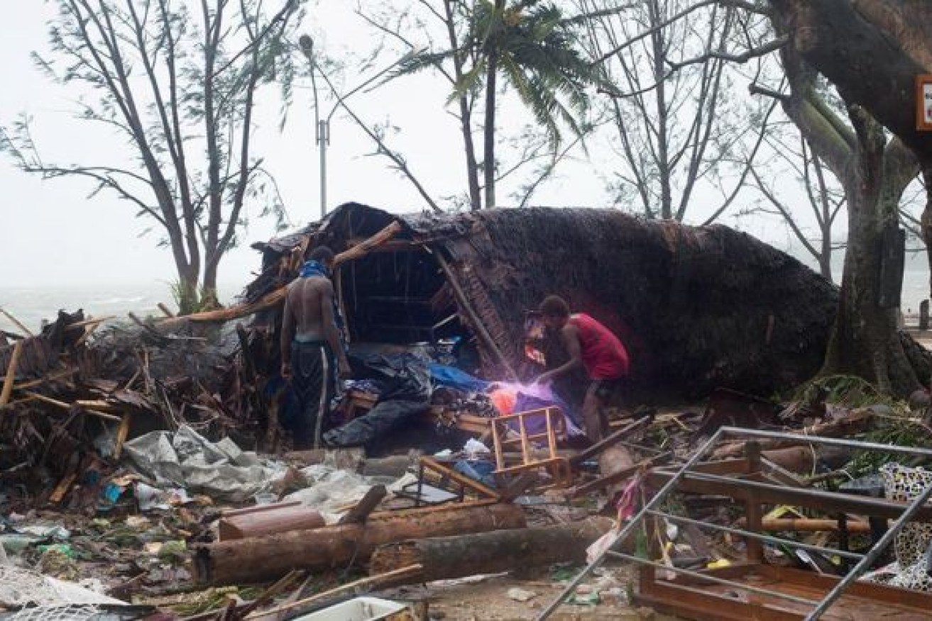 Residents are beginning to clean up in Port Vila, Vanuatu, after Tropical Cyclone Pam.