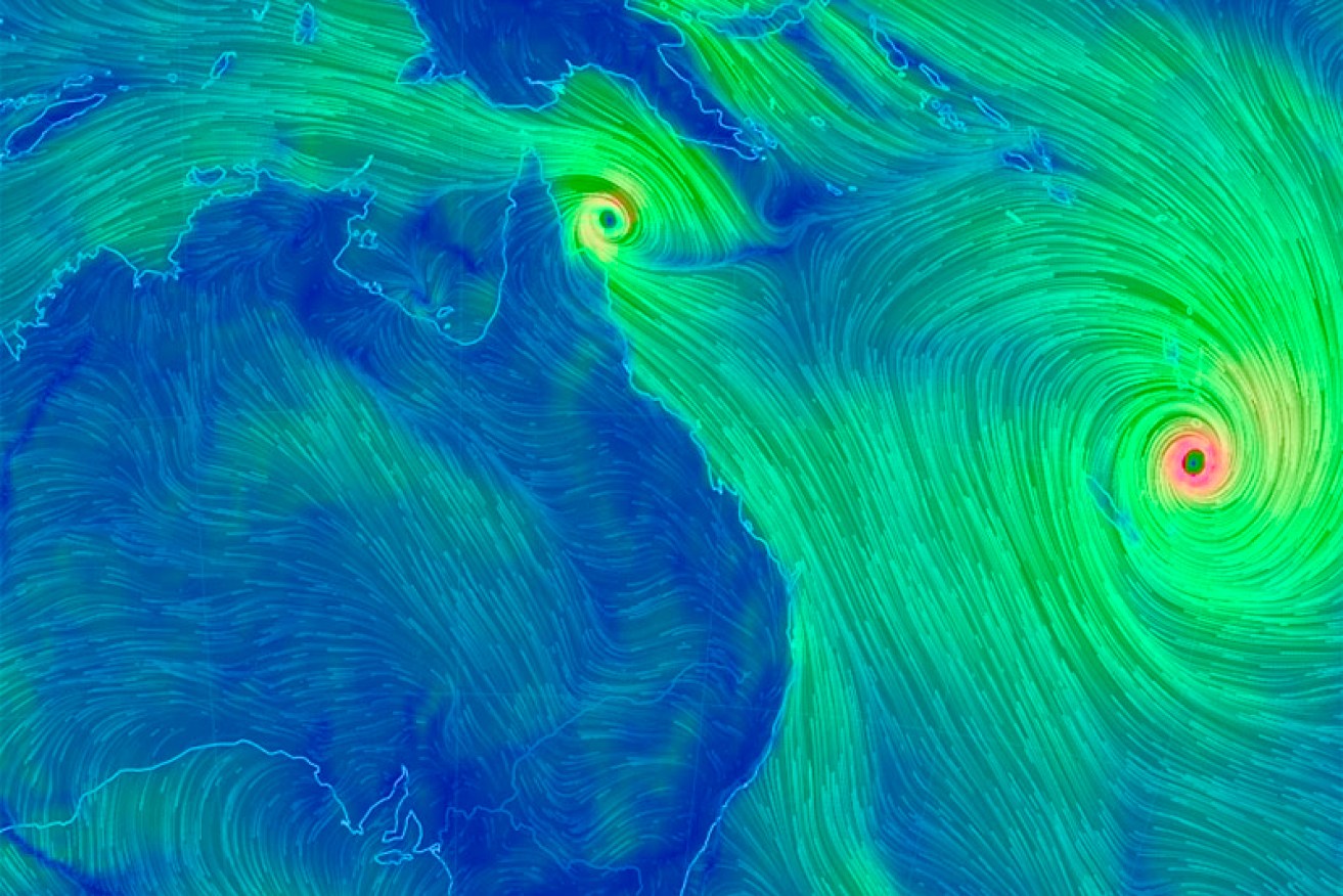 The size of Cyclone Pam can be seen on this wind chart. Photo: ABC