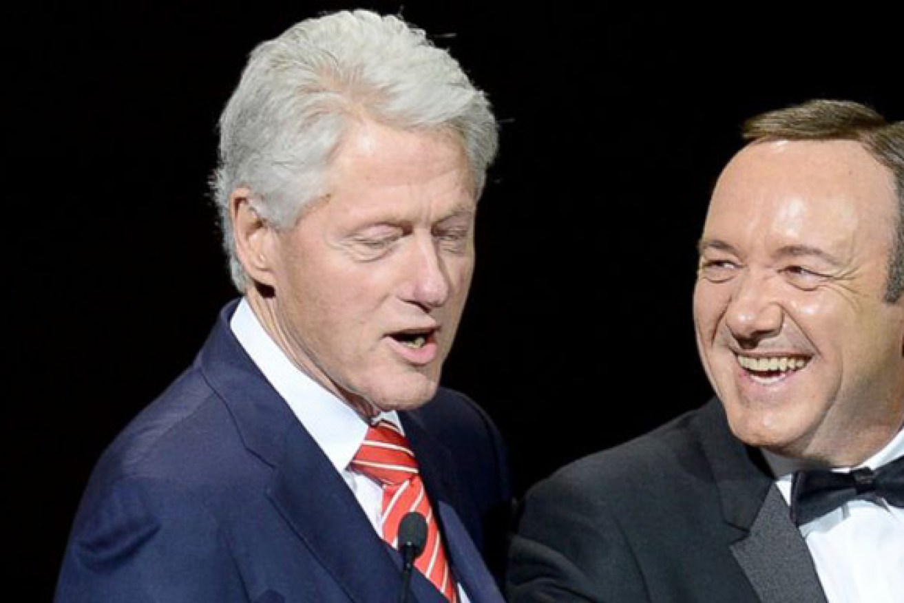 Kevin Spacey, right, was also on the mission to Africa with Bill Clinton.