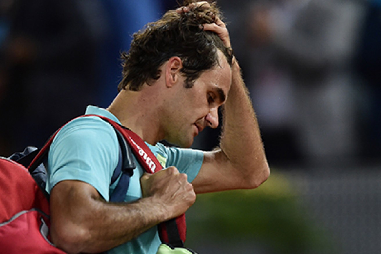 A disappointed Roger Federer after the loss. Photo: Getty