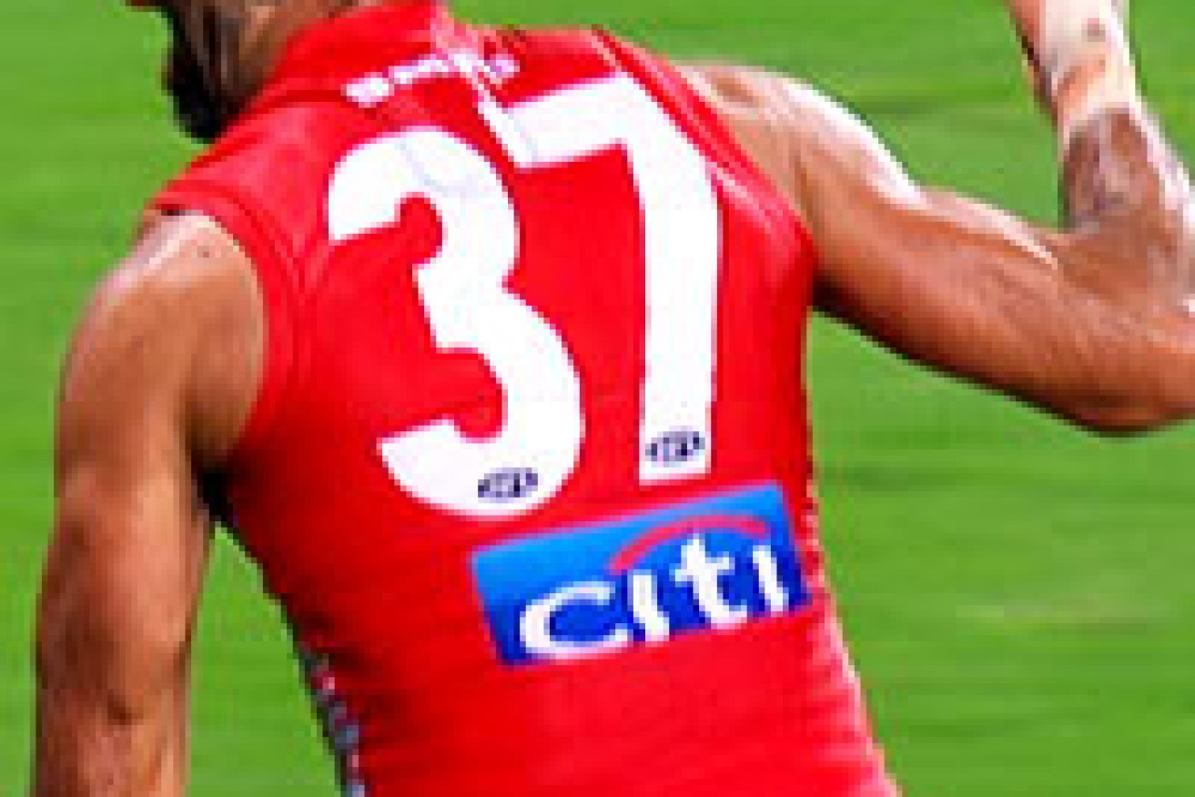 Goodes' famous Aboriginal spear dance earlier in 2014. Photo: Channel Seven/YouTube