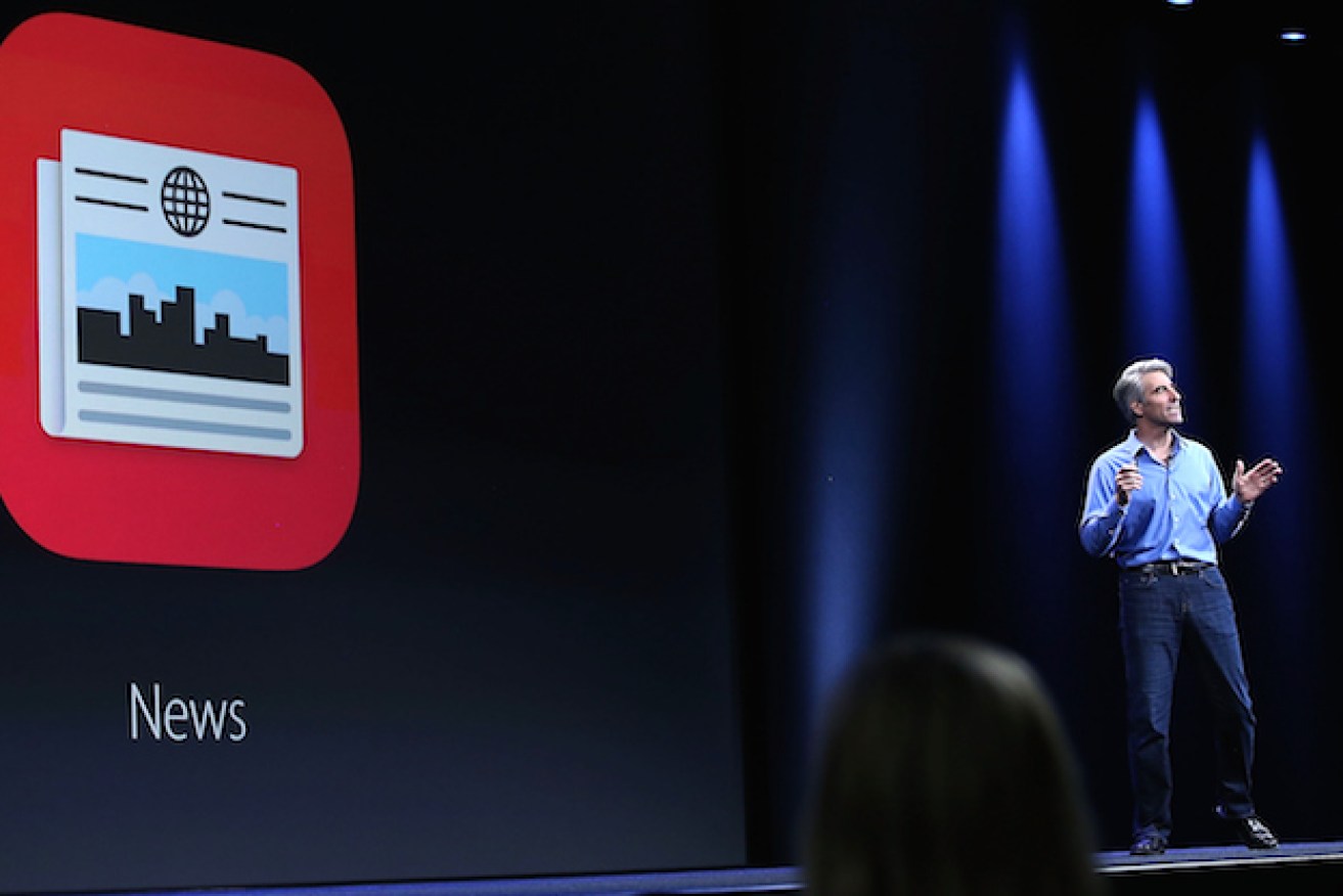 raig Federighi, Apple senior vice president of Software Engineering, speaks unveils the News app. Photo: Getty