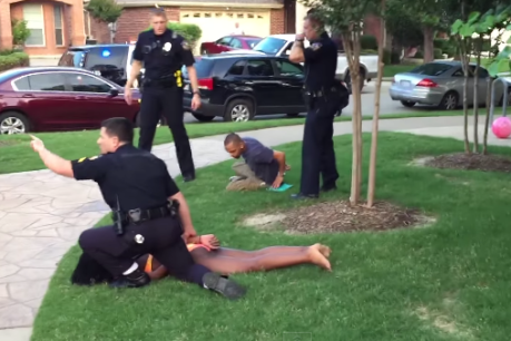 Policeman draws gun, tackles girl at teen pool party