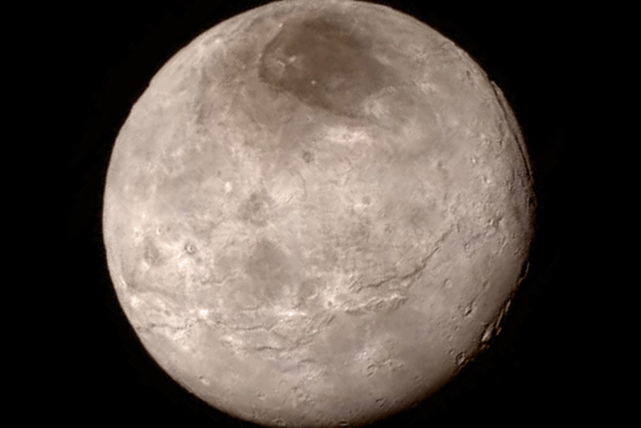 Pluto's largest moon Charon is shown from 66,000 km away by the Long Range Reconnaissance Imager (LORRI). Photo: AAP