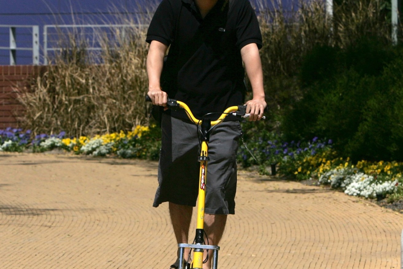 A Google employee rides his scooter at the Google Campus. Photo: Getty
