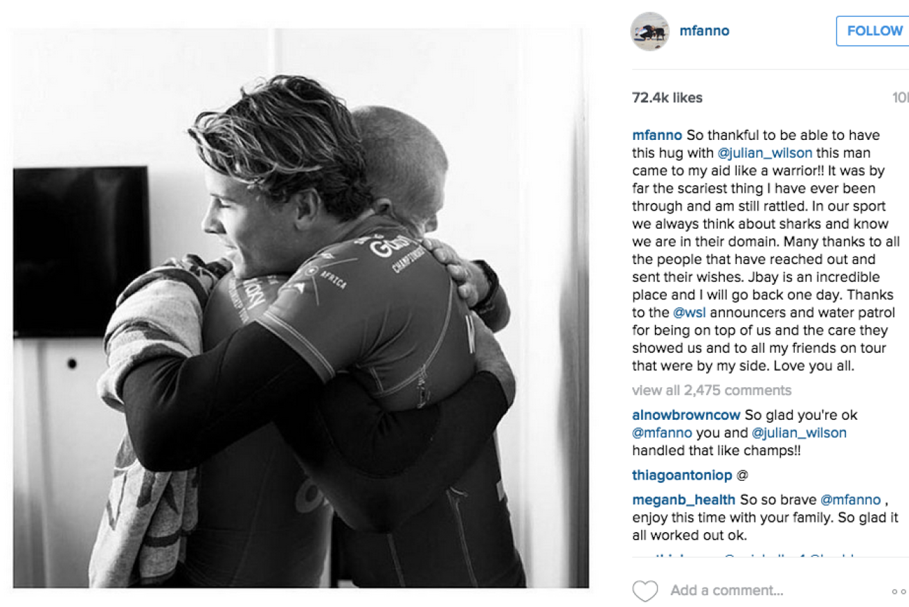 Mick Fanning gave this heartfelt thanks on his Instagram. Photo: Instagram