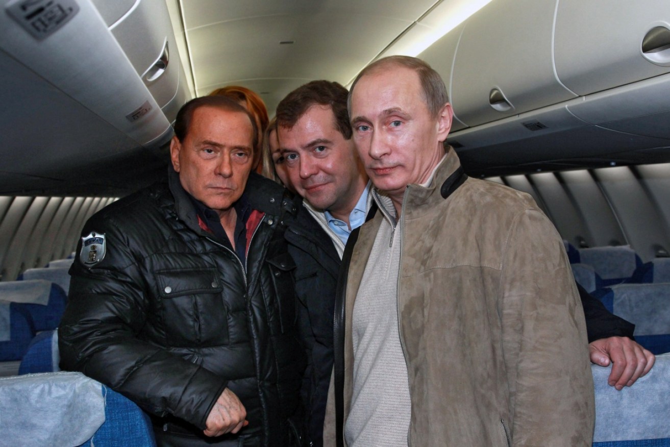 A serious shot. interrupted by Russian President Dmitry Medvedev. Photo: Getty