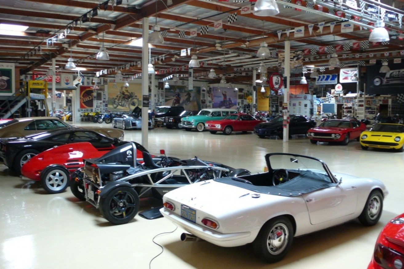 The California hangar holding Leno's extensive collection. Photo: YouTube