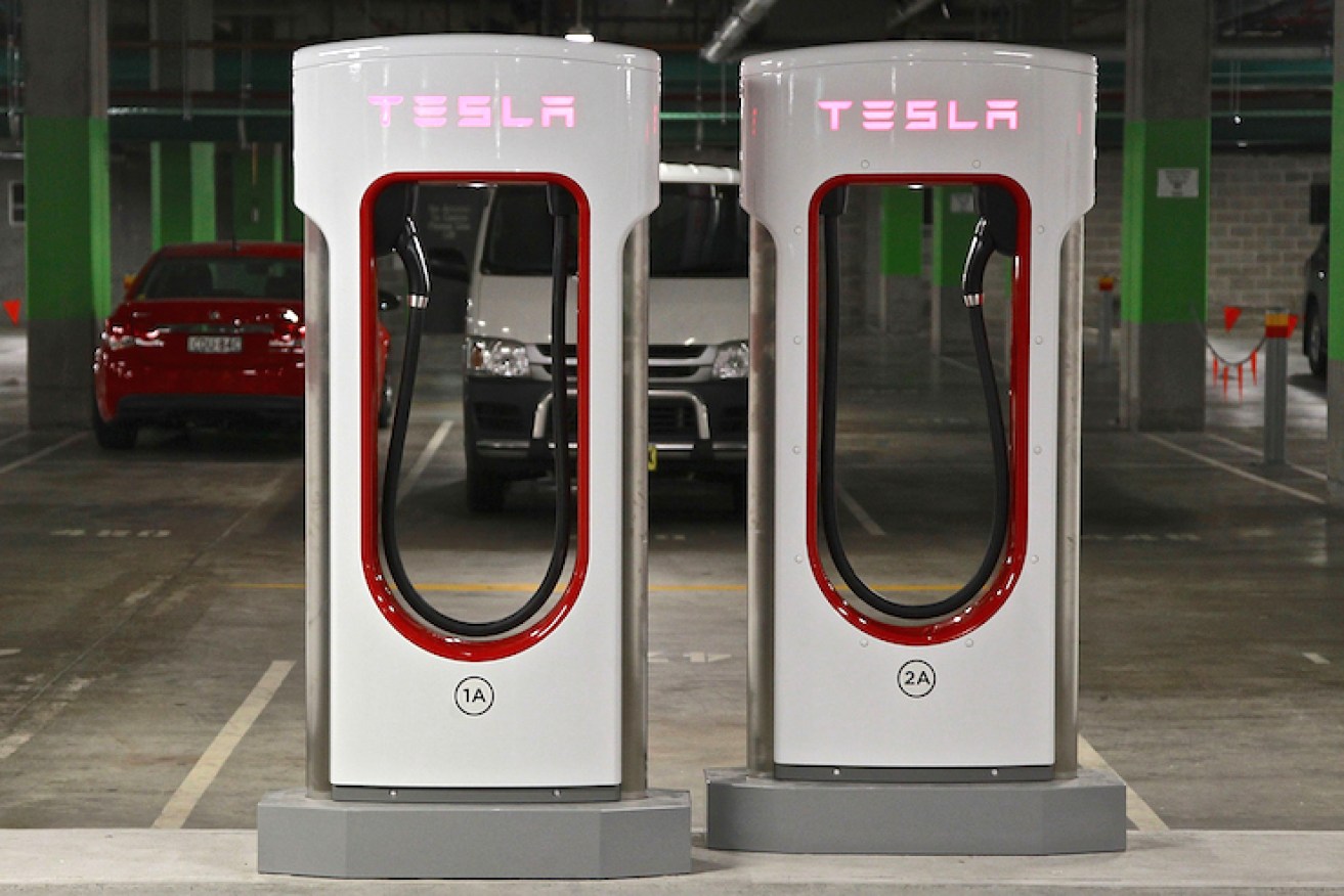 A Tesla supercharger station in Sydney.