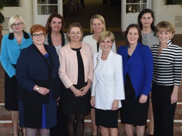 Marise Payne with her fellow female ministers in the Turnbull administration.