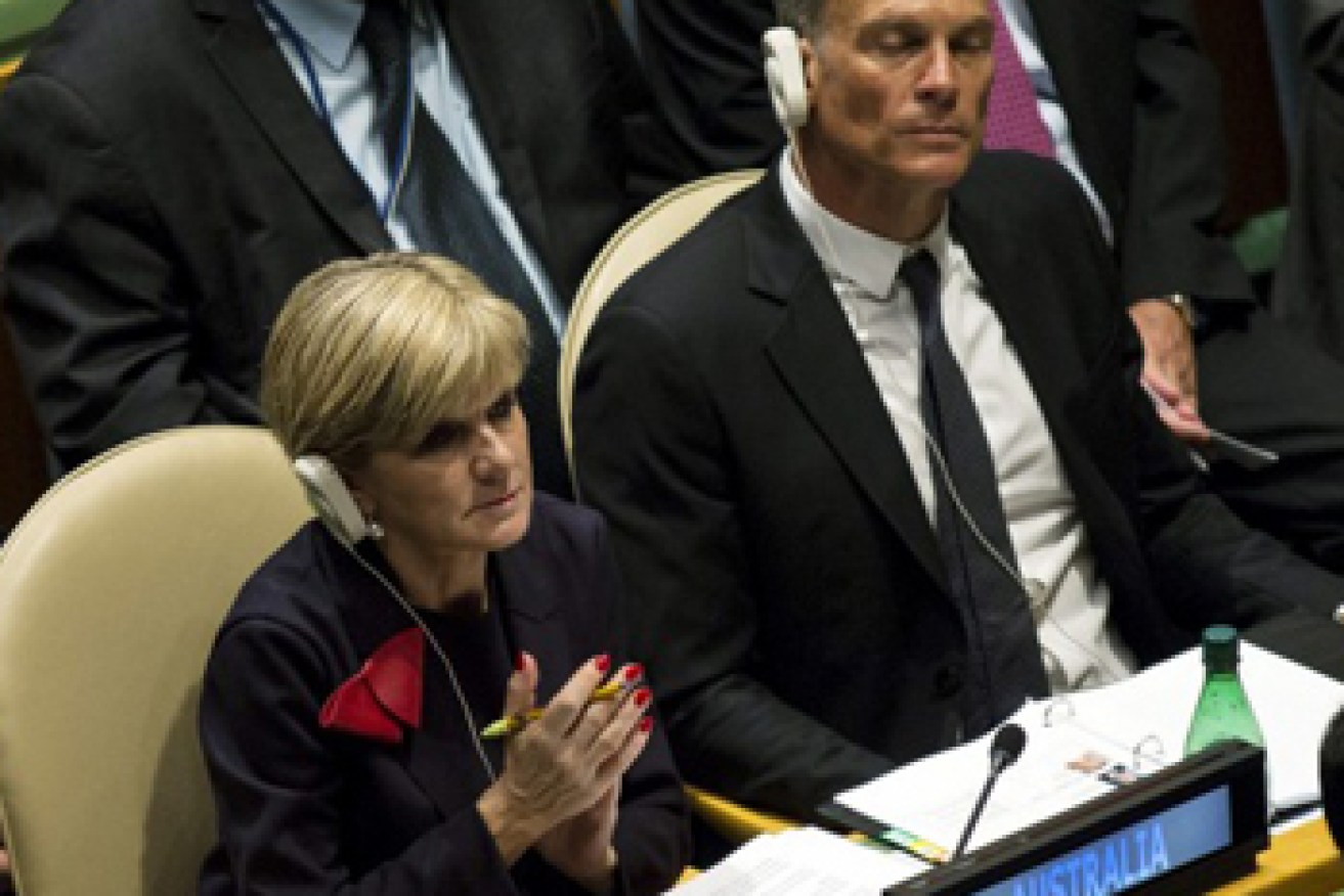 Mr Panton sat beside Ms Bishop at the UN. Photo: Reuters