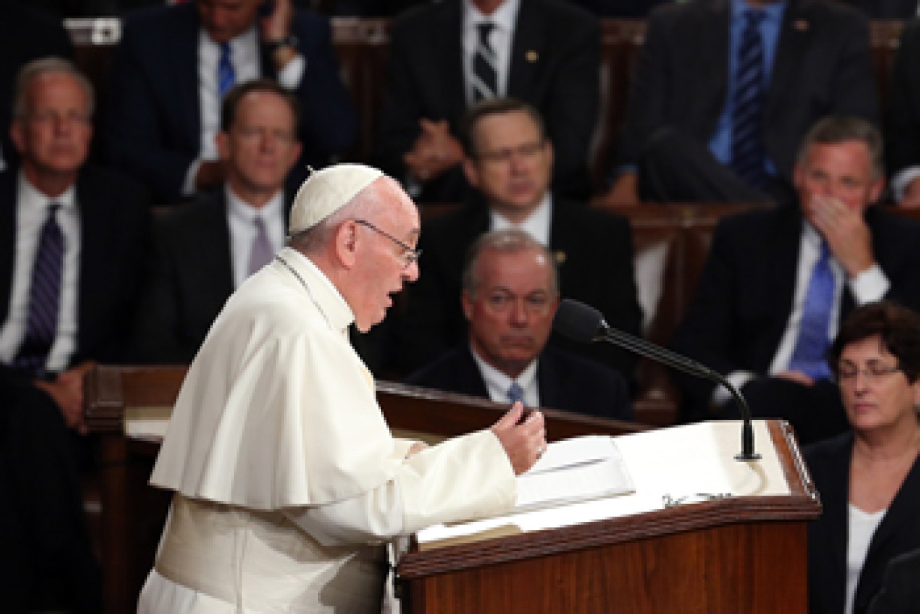 The Pope touched on Immigration, weaponry and climate change, amongst other topics. Photo: Getty