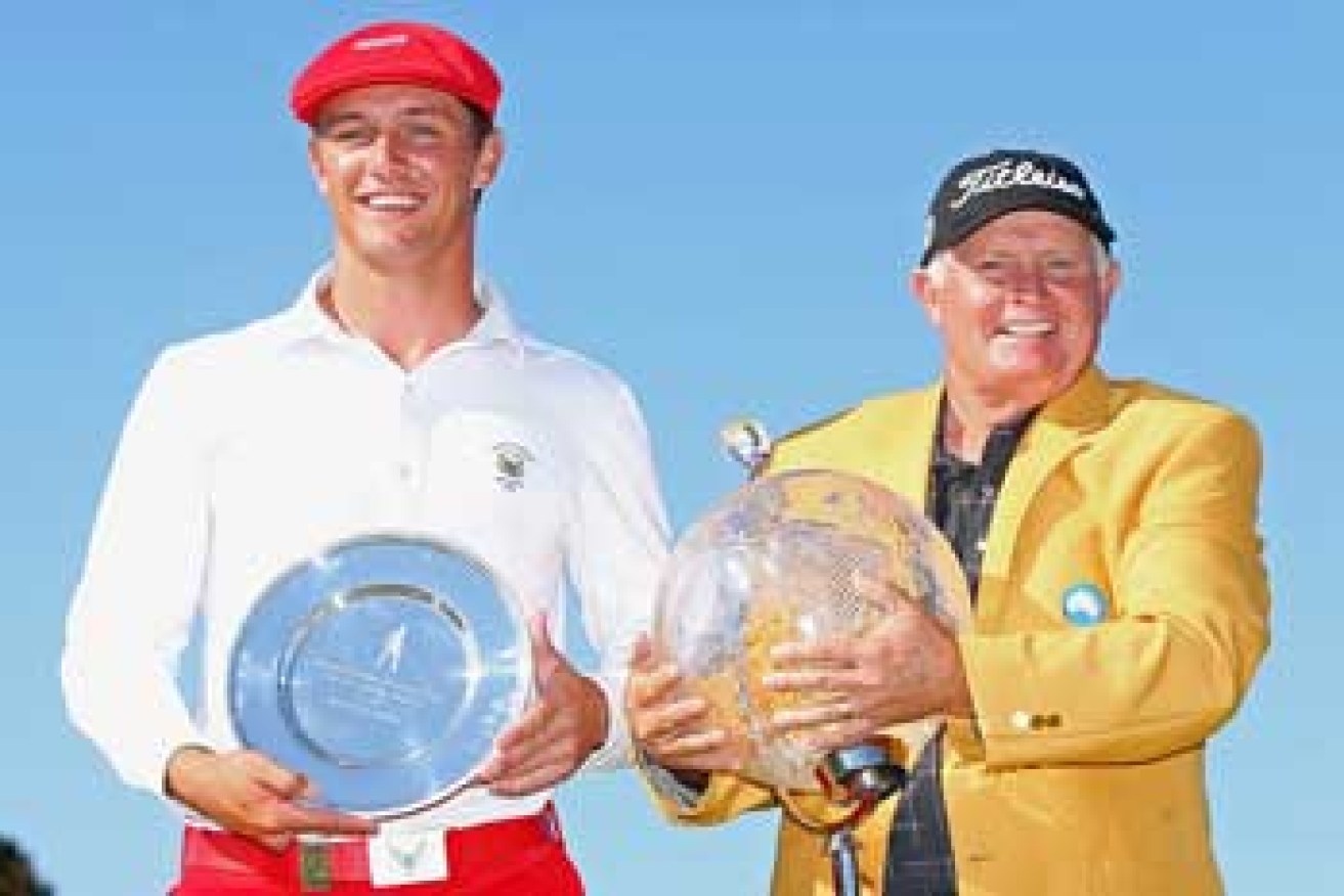 Maybe next time young man: Senior with American amateur Bryson DeChambeau. who finished equal second. Photo: Getty