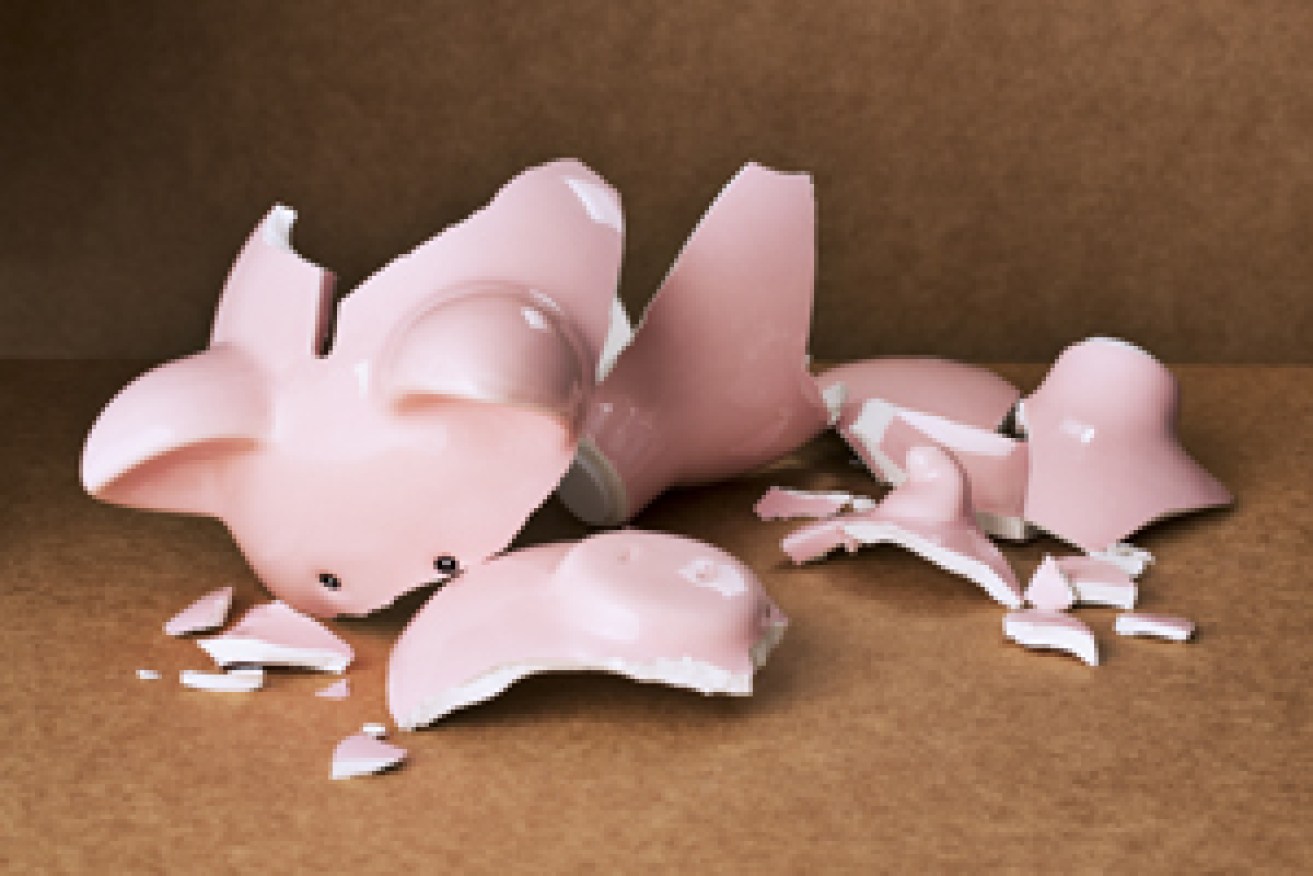 Broken piggy bank. Photo: Getty