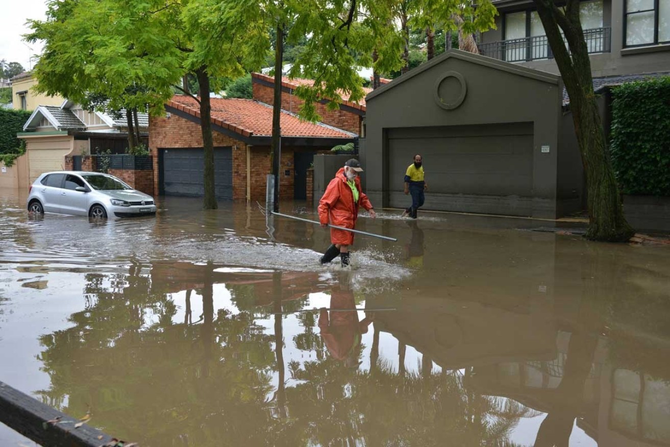 A flooded street in Sydney's eastern suburbs. Photo: Getty