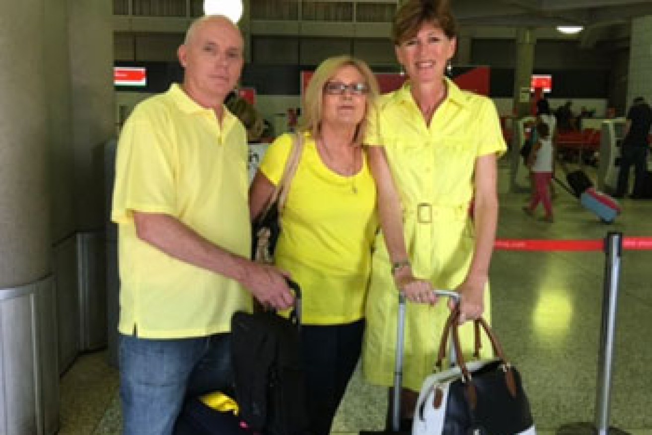 Dyball's family at the airport waiting for him to return. Photo: ABC
