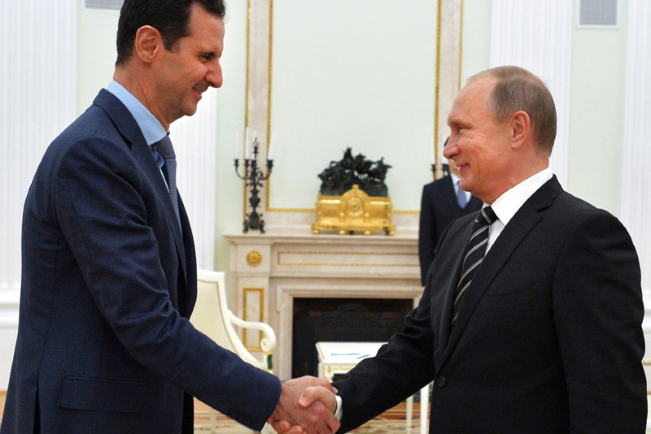 Mr Putin and Mr al-Assad's friendship has been causing a lot of tension in the Syrian conflict. Photo: Getty