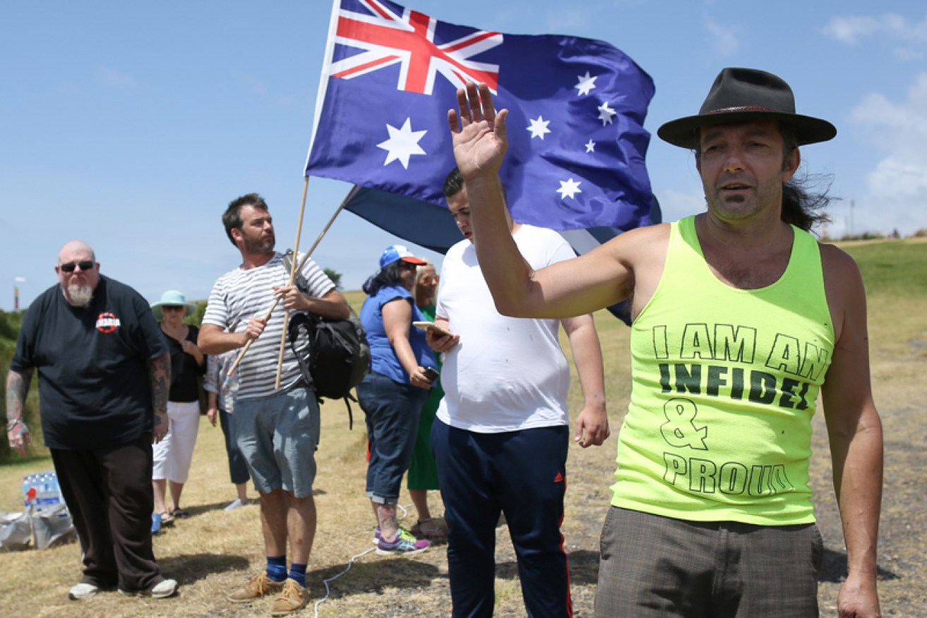 Arrests made as anti-Islam activists gather for "halal-free" BBQ.