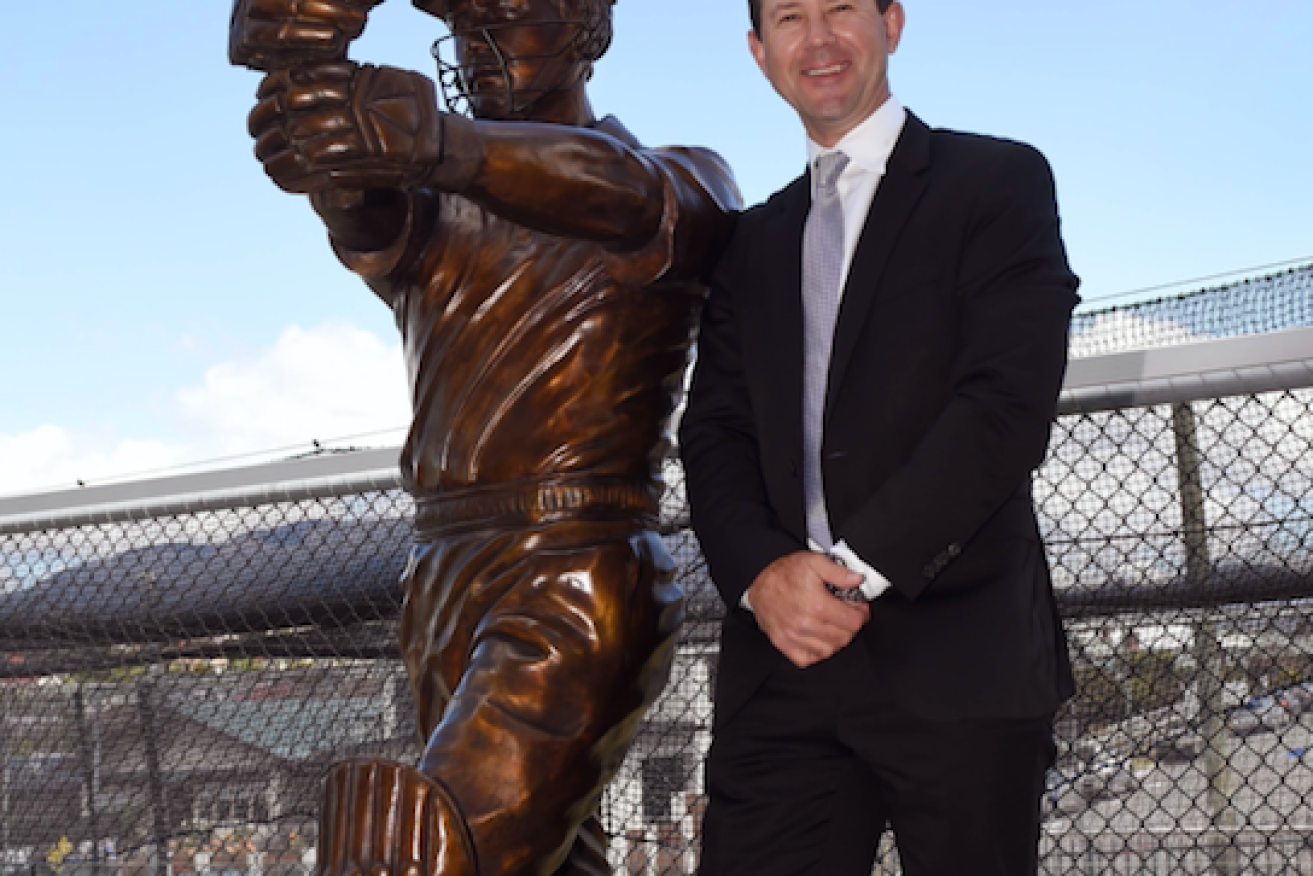 The statue is playing Ponting's famous pull shot. Photo: AAP