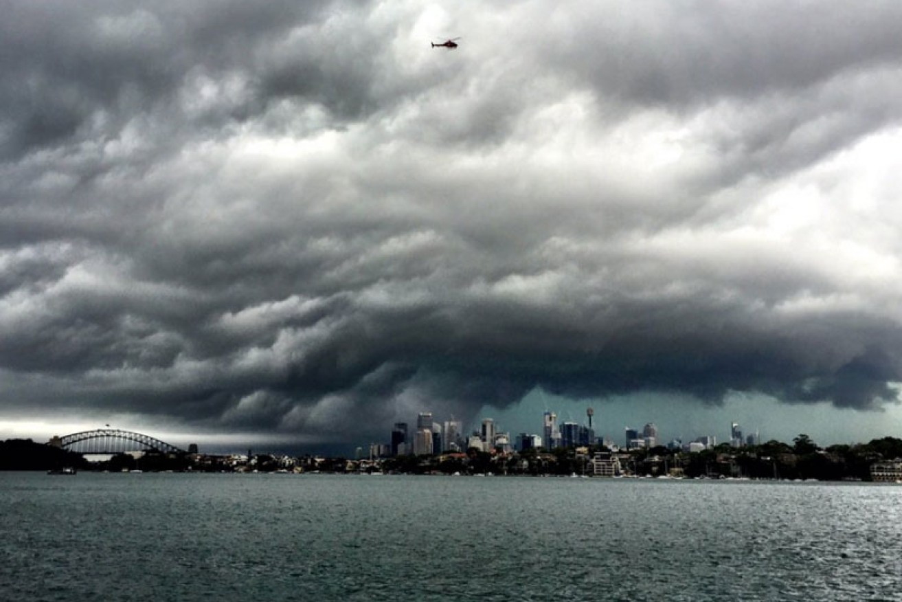 The storm cast an ominous shadow over Sydney. Photo: Twitter