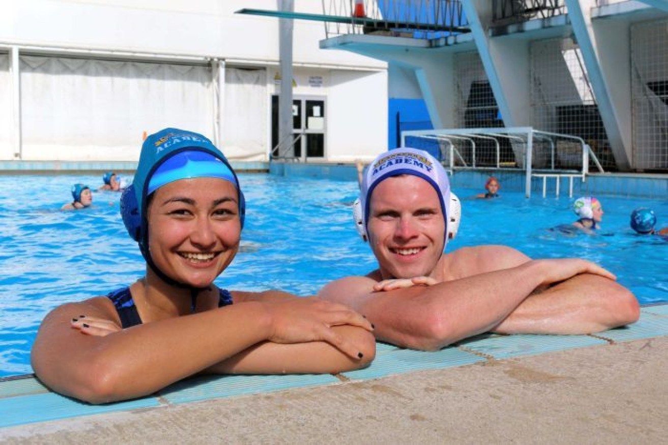 Americans Nicolet Danese and Sean Grady play for Canberra water polo teams. Photo: ABC