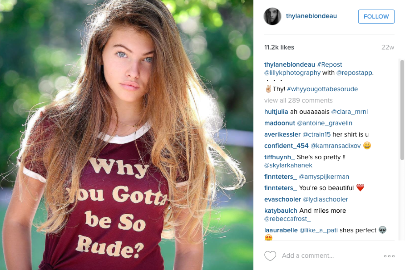 Thylane Blondeau, 14, has modelled since she was four years old.