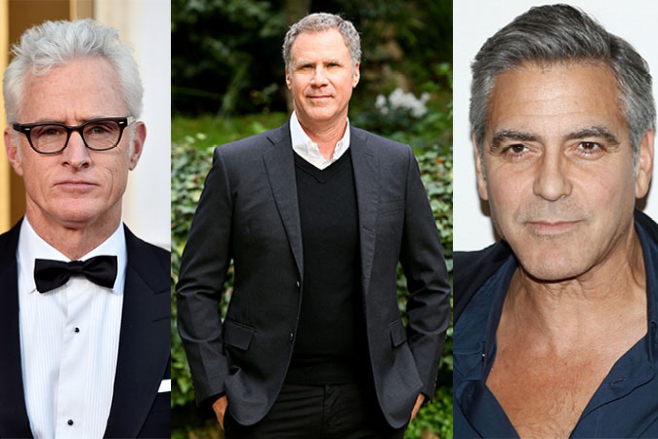 John Slattery, Will Ferrell and George Clooney are able to carry off the salt-and-pepper look. Photo: Getty