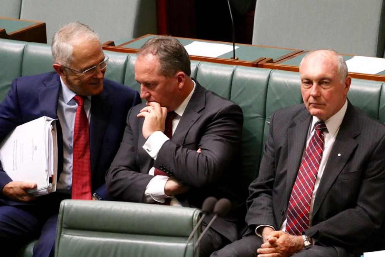 The Prime Minister Malcolm Turnbull (L) is taking a chance that Barnaby Joyce will be given the all clear by the High Court. 